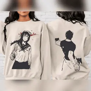 Toji And Amanai Sweatshirt Anime Manga Tee Jujutsu Kaisen Sweatshirt Streetwear Tee Casual Shirt-Jjk 2 Sided Unisex Clas Hoodied Hoodies for Men & Women
