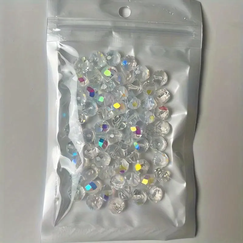 Rainbow-colored shiny glass flat beads - Multi-sided cut DIY necklaces, bracelets, earrings beads - Durable handmade craft materials, with color-changing effect, necklace beads, DIY Jewelry Making