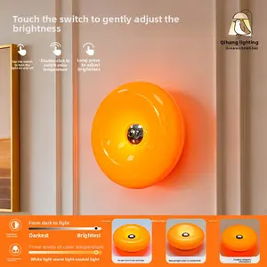 Qihang Lighting Donut Wall Lamp for Bedroom Touch Bedside Atmosphere Table Lamp with Three Color Adjustable Brightness Suitable for Bedroom Living Room Decor usb pluggable night