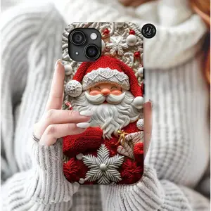 Santa Phone Case, White and Red 3D Christmas Phone Case, 3D Santa Claus Effect, iPhone 16 15 14 13, Galaxy S25 S24 S23 Ultra, Pixel 9 case