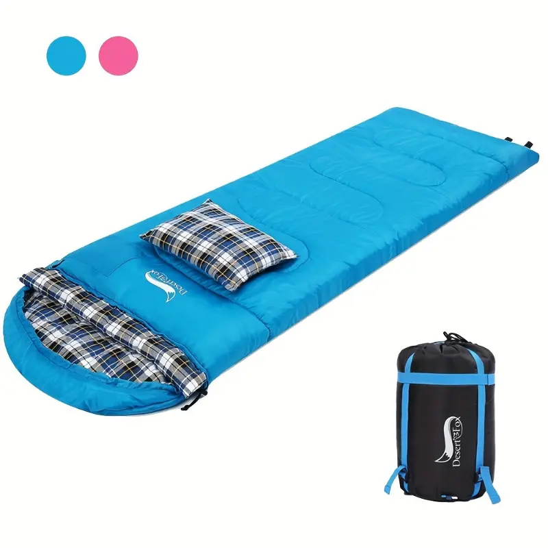 Desert&Fox Lightweight Flannel 1-Person Compressible Sleeping Bag with Pillow - Cold Weather Envelope Sack, 4.85 lbs, Portable Sack for Camping,Hiking - Ideal for 23°F-41°F, 4.85 Lbs Weight, Envelope Shape, 4.85Lb
