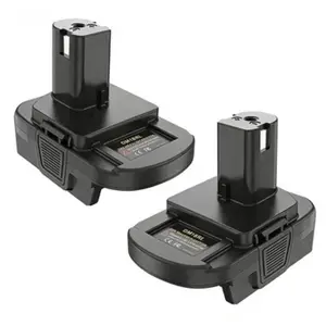 2 Packs 18V Li-ion Battery Adapter Portable Charging Station, Multi-Functional Power Hub Compatible with 20V and 18V Cordless Tools (Battery Not Included)