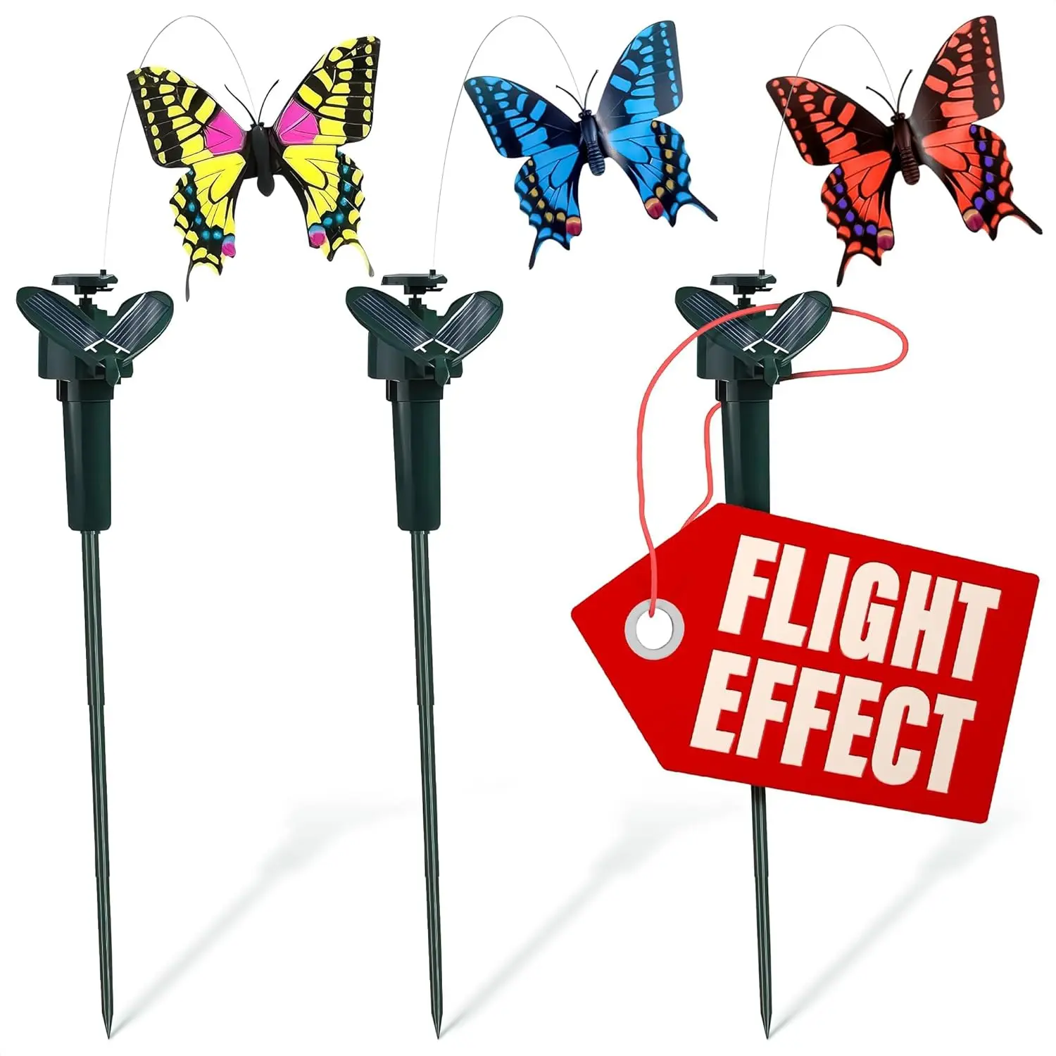 3 Pcs Butterfly Garden Stakes that Move Like Real Butterflies – Colorful Flying Butterflies for Centerpieces - Waterproof Outdoor Fluttering Motion Garden Decor for Flower Pots, Yard & Patio LawnGift.