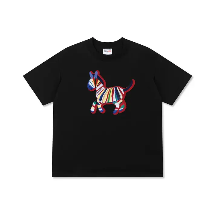 Colorful Zebra Graphic T-Shirt - Unisex Heavy Cotton Black Shortsleeve Top-Men's and Women Casual Oversized Streetwear Crewneck Tee