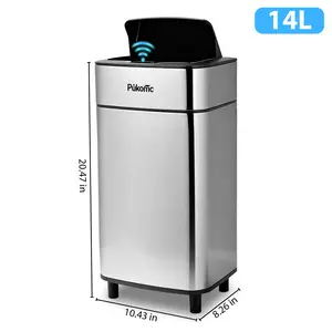 Pukomc 2.7Gal Smart Bin: Auto-opening stainless steel trash can for kitchen, bathroom & office – sleek, hygienic & hands-free!