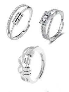 Anxiety Relief Ring 360° Smooth Rotating Stress Reliever, Elegant Adjustable Opening Finger Ring for Women, Luxurious Delicate Design