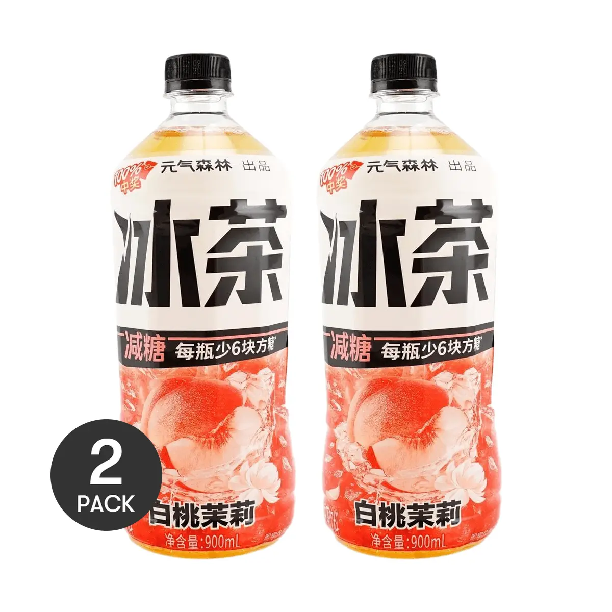 Chi Forest Sugar Reduced White Peach Jasmine Iced Tea 900ml  Each Pack of 2