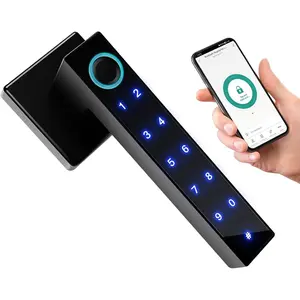 Fingerprint Door Lock, Keyless Entry Lock with Handle,  Door Knob with Keypad for Bedroom Hotel Office, Biometric Door Lock with App Control