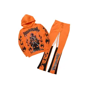 Deathrow Orange/Black Hoodie/Stacked Track Pant Set