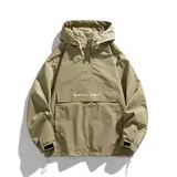 ZMZY Men's Half-Zip Jacket Lightweight Hooded Casual Outdoor Windbreaker, All-Season Oversized Relaxed Fit Coat with Drawstring Hem & Side Pockets for Teen Adults, Work Streetwear Style