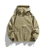 ZMZY Men's Half-Zip Jacket Lightweight Hooded Casual Outdoor Windbreaker, All-Season Oversized Relaxed Fit Coat with Drawstring Hem & Side Pockets for Teen Adults, Work Streetwear Style
