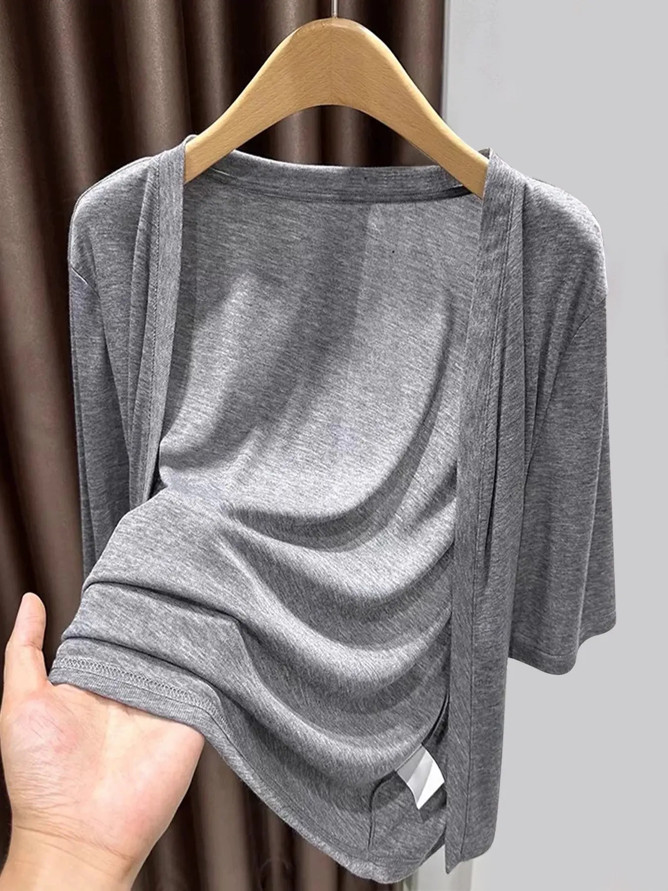 Summer Ice Silk Thin Sun Protection Casual Short Sleeve Cardigan Knitwear Jacket for Women, Tops Outerwear Medium Sleeves Knit Air Conditioning Cover