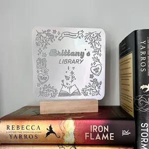 Bookshelf Decor - Personalized Library Sign - Decorative Bookish Merch
