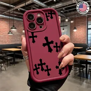 Minimalist Black Cross Pattern Aesthetic Design Case for iPhone 17 16 15 14 Pro Max 13 12 11 XR XS Plus Air Slim Shockproof Anti Drop Protective Durable TPU Cover