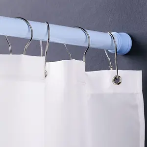 12pcs Elevate Your Bathroom Look with 12pcs Stylish Nickle Metal Shower Curtain Hooks!
