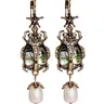 Earrings Beetle Bug Scarab Vintage Halloween Whimsical Jewelry Drop Dangle Earrings for Women with Unique Beetle Design and Abalone Shell Pendant Gift Egyptian Statement Pieces Halloween