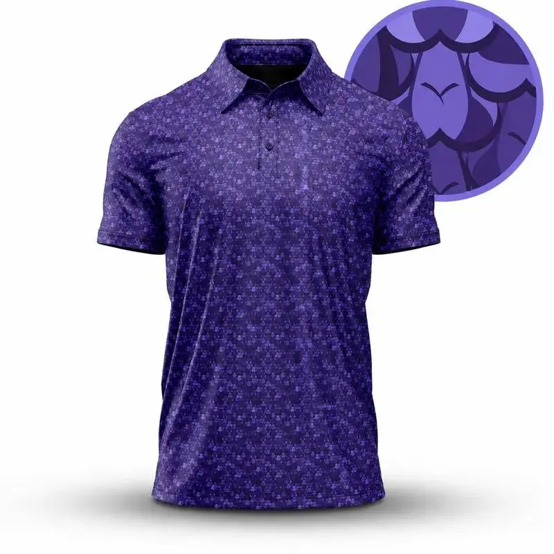 Purple Pattern Polo Shirt Mens Lightweight Golf Wear – Sizes S 5XL Gift for Him Casual Breathable, gameday polo, funny polo, Mens Polo, gift for him