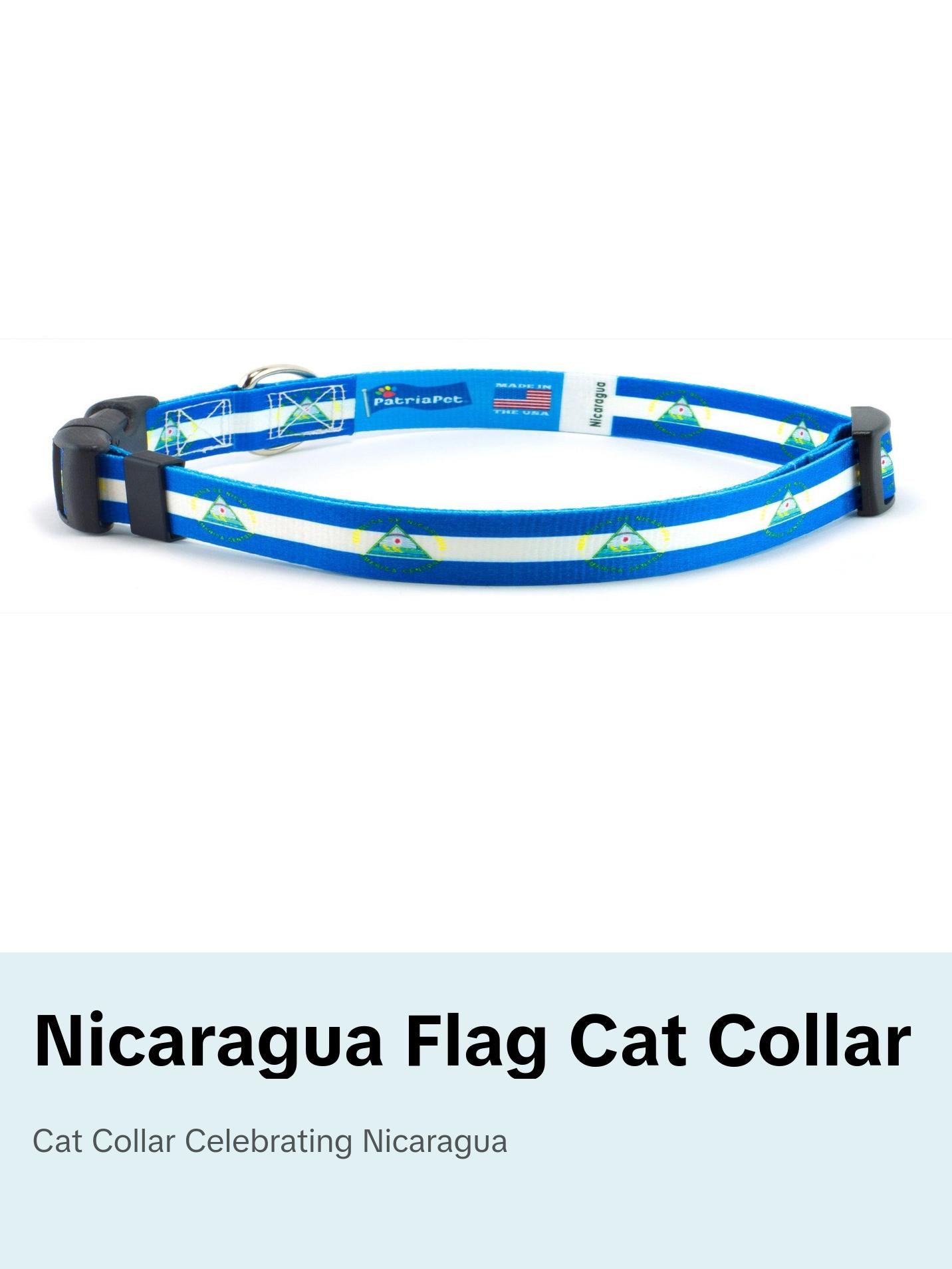 Cat Collar with Nicaragua Flag | Great For National Holidays, Festivals, Parades, Sporting Events, Pride Events