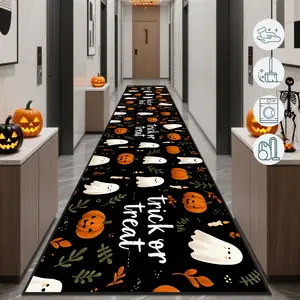 Halloween Ghost Pumpkin Runner Rug, Easy Clean Stain Resistant Rug Kitchen Entryway Mat, Balcony Hallway Carpet, Perfect Halloween Gift