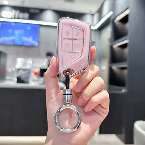 ACEBOY For Cadillac Key Fob Cover Soft TPU With Keychain Shell Full Protective Cover Remote Smart Key Fob Case Compatible With 2020-2023 Cadillac Escalade CT4 CT6 CT5 XTS XT4 XT5 ATS 5 Button