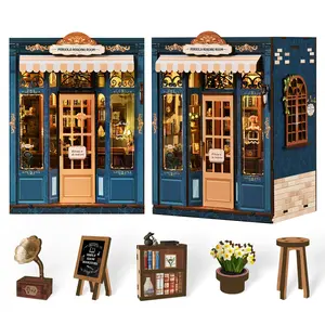 Adult DIY 3D Wooden Jigsaw Puzzle Book Stand Kit, Desktop Decoration, Mini Home Set, Carving Style, Luxury Bookshelf Model, Birthday Gift