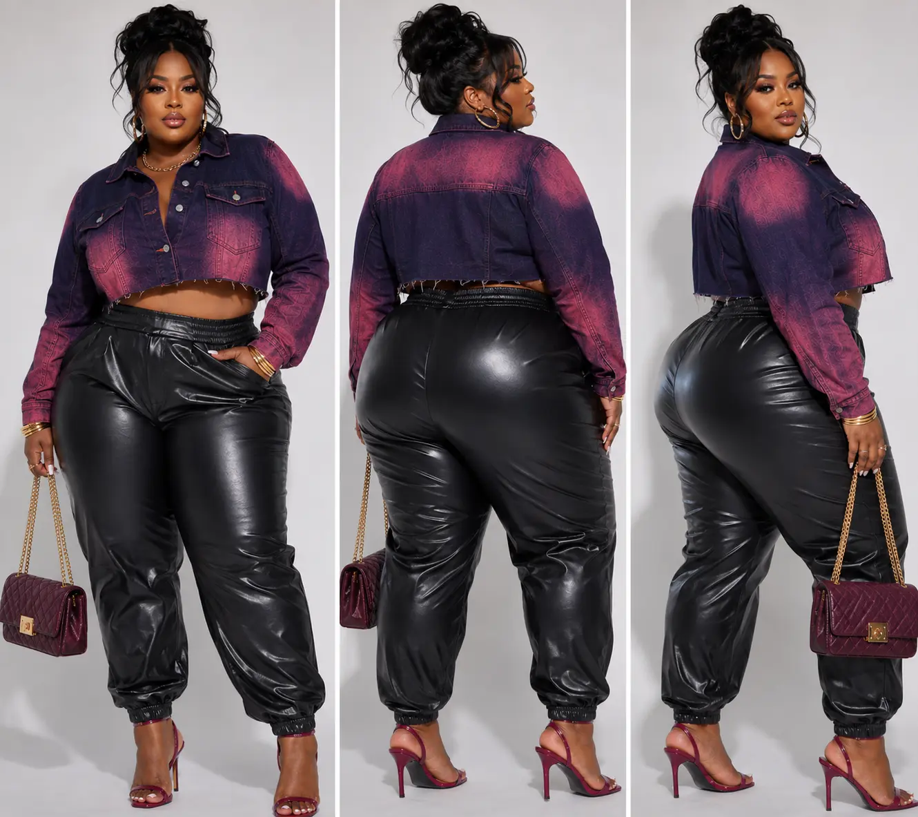 PLUS SIZE FAUX LEATHER JOGGERS( JOGGERS ONLY)-26