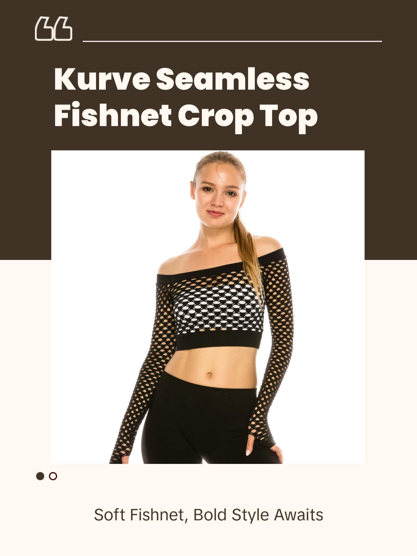 KURVE BUTTER SOFT SEAMLESS CROP FISHNET TOP
