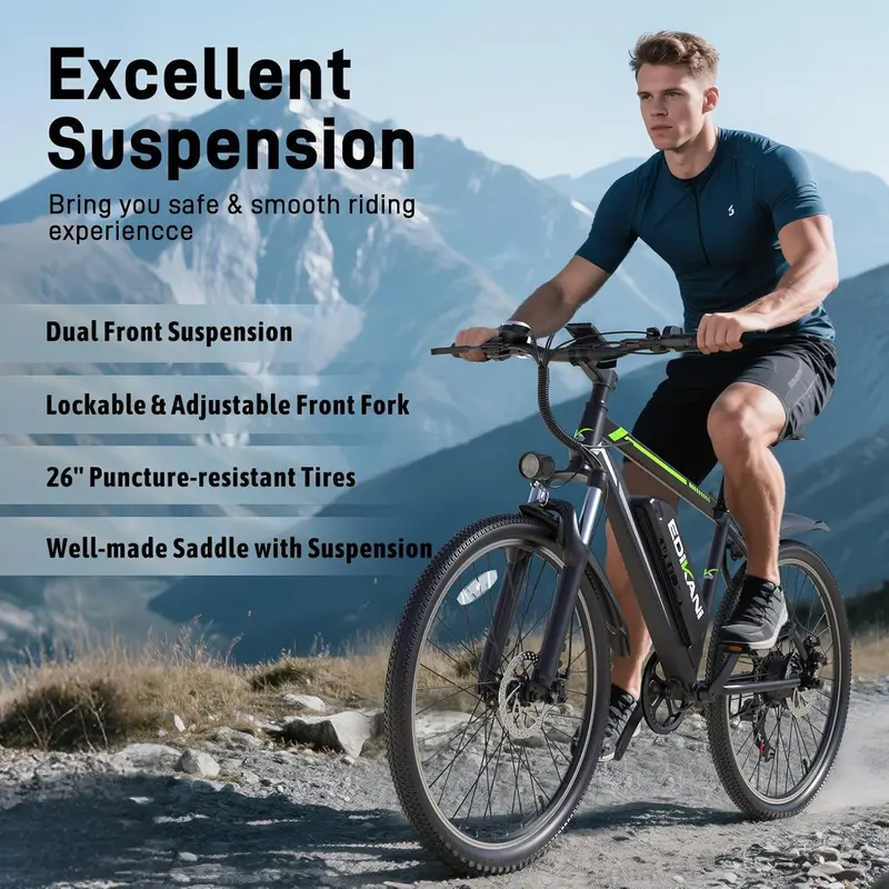 EDIKANI M01 Electric Commuter Bike for Adults 1000W Peak Power 40KMH Max Speed 7-Speed Shimano Gears 14.5Ah Battery IP65 Waterproof Dual Lockable Suspension