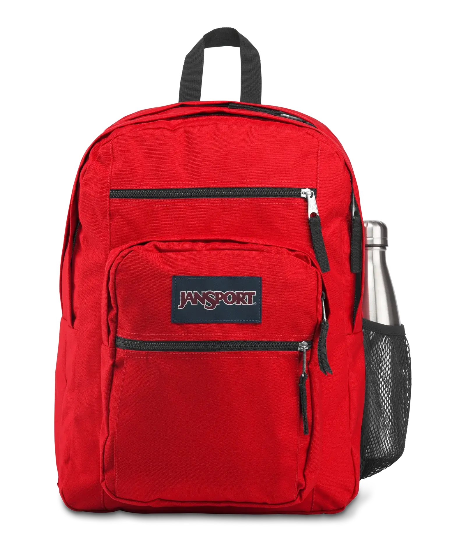 JanSport Lightweight Solid Red Backpack Multi-Pocket Design With Side Water Bottle Pocket Daily School Travel Rucksack For Middle High School Students