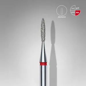 Diamond nail drill bit, “flame” , red, head diameter 1.6 mm/ working part 8 mm