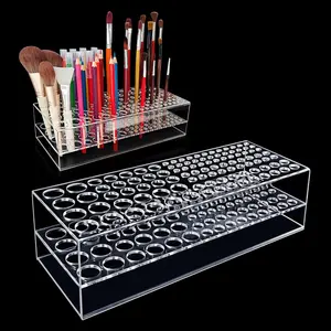 105 Holes Clear Acrylic Paint Brush Holder Organizer Stand Rack for Paintbrushes Pens Pencils Artists