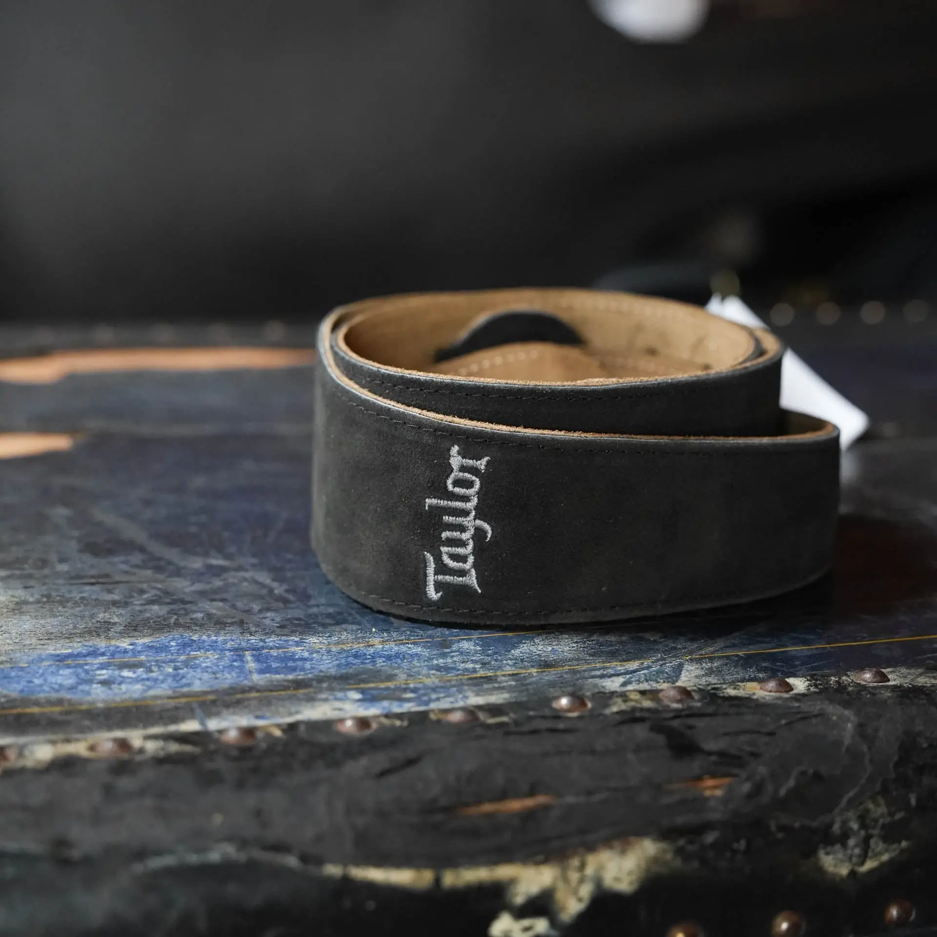Taylor 2.5" Embroidered Suede Guitar Strap, Black