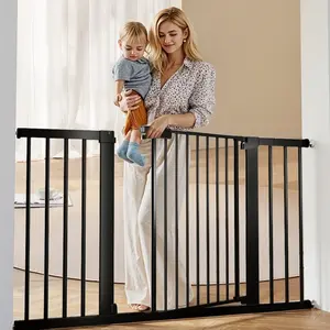 Extra Wide Baby Gate Stairway and Hallway with Pressure Mounted