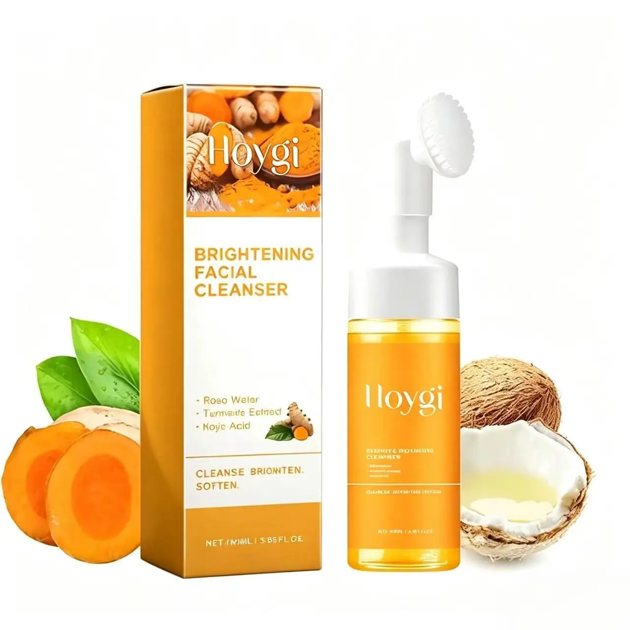 Turmeric Tablet-Infused Foaming Facial Cleanser - Gentle Exfoliating, Oil-Control, Brightening, Hydrating Moisturizer, Safe Facial Cleansers for Daily Summer Use (All Skin, Face Care Products, Bottle-Included for Women & Men), Cleansing