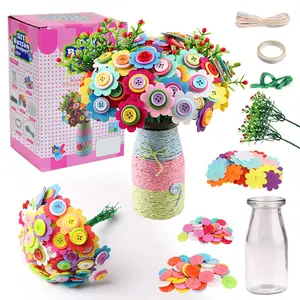 DIY Iron Wire Button Felt Flower Bouquet Kit, Perfect for Birthday Gifts, Party Presents, Teacher's Day, Mother's Day, Thanksgiving