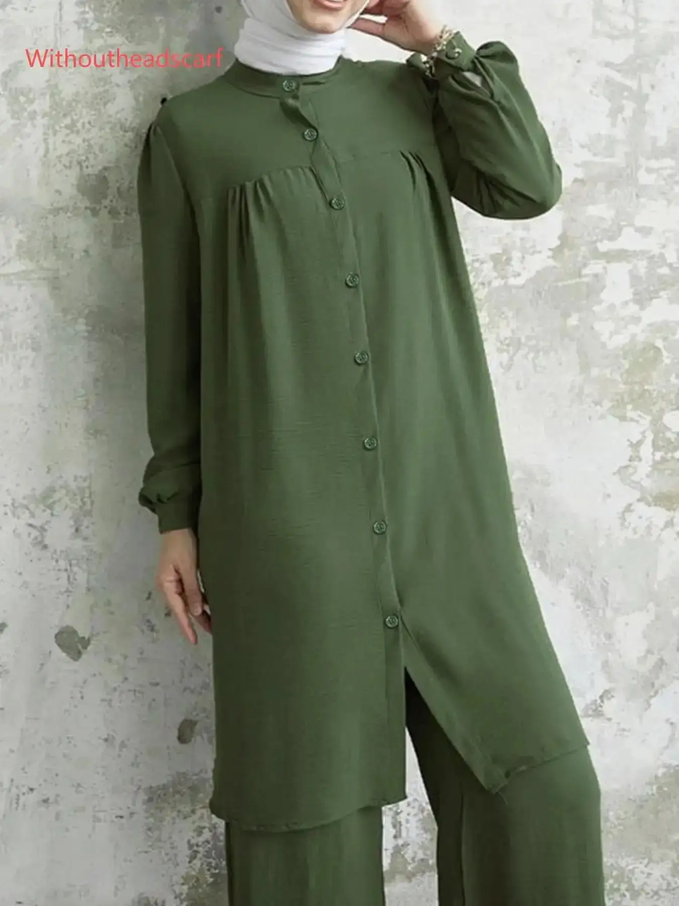 Sleek Arabian Style Two-Piece Set for Muslim Women Winter Fashion, Islamic Clothing Set, Clothes Sets, Long Sleeve Shirt & Pants, Plus Size, Perfect for Spring Fall Seasons, Multipurpose, Well Made, Complete Look