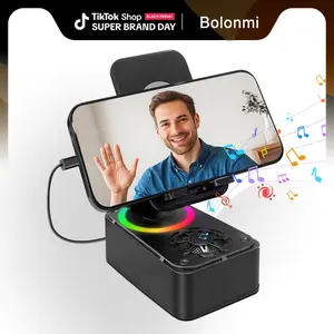 Cell Phone Stand with Bluetooth Speaker, LED Light, Anti-Slip Base, HD Stereo Sound - Desk Holder for iPhone/Android, Gifts for Men & Women