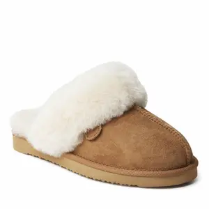 Fireside By Dearfoams Women's Sydney Genuine Shearling Scuff Slipper - Chestnut Size 7.5