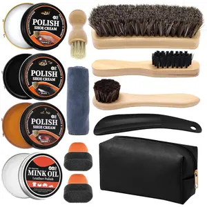 Black Shoe Polish Kit Brown Neutral White  Oil Leather Boot Shoe Shine Kit Conditioner Care Cream Clearner Set