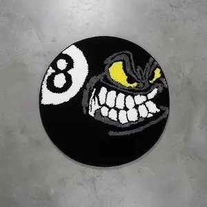 American Street Style Ghost Face Rug, Hip-Hop Living Room Sofa Mat, Non-Slip Bedroom Bedside Pad, Washable Decorative Carpet for Multiple Settings