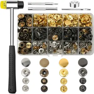 486PCS Snap Kit, 15mm Sewing Snaps, 304 Stainless Button Snaps Press Studs with 4 Colors, 6 Snap for Clothes, Thick, Bags