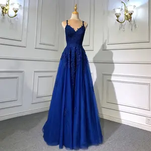 Navy Blue Mermaid Evening Dress 2025 with Elegant Spaghetti Straps, Backless Lace-Up Design - Ideal for Women's Party