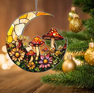 Mushrooms Window Hanging, Stained Acrylic Mushroom Window Hanger, Plant Acrylic Window Hanging Art Decor, Home Decoration