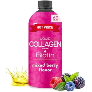 Liquid Collagen for Women & Men (Type 1 & 3) & 5000mcg Biotin, 2500mg Verisol Bioactive Collagen Peptides, Hair, Skin, Nail Supplement, Mixed Berry Colageno, 60 Servings, 20.3 fl oz, gift for him and her, mother dad lover gift