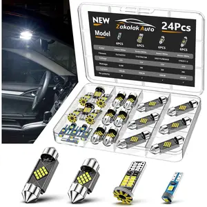 24PCS LED Interior Car Lights, Extremely Bright 6500K White LED Bulb Kit, Applicable to Dome Map Door Lights and Other Parts Replacement for Your Cars, to Help You See Inside The Car at Night