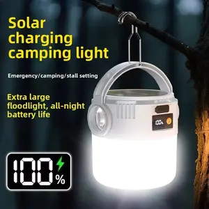 Solar Camping Lantern, Portable Rechargeable, Hanging, Bright Waterproof Light, LED Flashlight, Ideal for Outdoor, Camping, Hiking, Warehouse Use