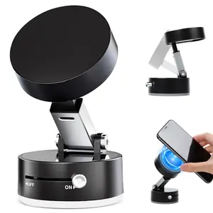 Vacuum Magnetic Suction Phone Holder 2026 Foldable & Retractable Double-Sided Magnetic Phone Mount, Folding Swivel Stand for Car, Mirror & Gym (Black)