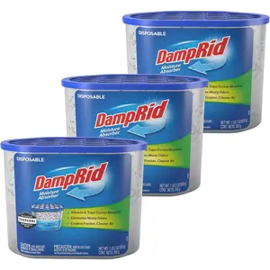 Fragrance Free Disposable Moisture Absorber with Activated Charcoal, 18 oz (Pack of 3) Moisture Absorber & Odor Remover, Lasts Up To 60 Days, No Electricity Required