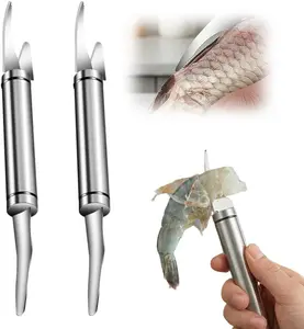 2026 New 5-in-1 Stainless Steel Shrimp Deveiner Tool Set – Multifunctional Seafood Cleaning Knife for Shrimp, Fish Scales, Oyster Shucking & Peeling, Portable Kitchen Gadget (2PCS)