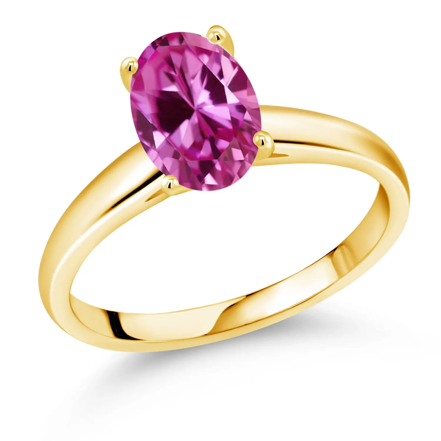 1.00 Ct Oval Pink Created Sapphire 10K Yellow Gold Ring